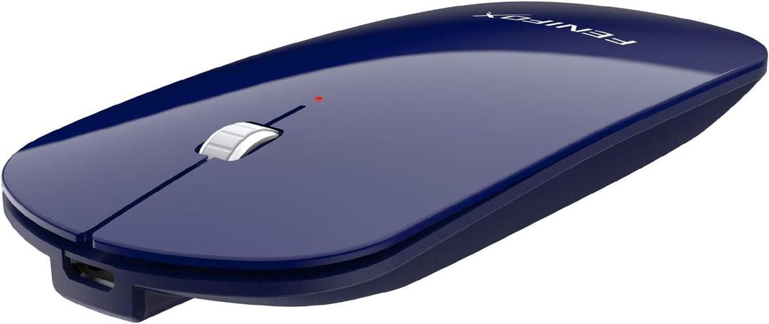 FENIFOX Bluetooth Mouse Slim, Whisper-Quiet Mini Flat Portable Mobile Mice Rechargeable Compatible with Laptop,PC,Android Windows Tablet (Deep Blue)