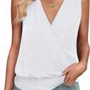 ANRABESS Womens V Neck Tank Tops Wrap Banded Hem Shirts Sleeveless Ruched Going Out Blouse 2026 Summer Fashion Clothing White X-Large 