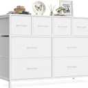 SONGMICS Wide Dresser for Bedroom, 8 Fabric Drawers with Steel Frame, 11.8"D x 38.9"W x 29.4"H