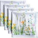Maison d' Hermine Cloth Napkins Set of 4 100% Cotton Everyday Reusable Square Napkins Cloth Washable Dinner Party Wedding Restaurant Gifts for Mothers Day Spring/Summer (Fleurs De Mai, 20" x 20")