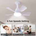 Socket Fan with Light and Remote, Socket Fan Light 3000K-6500K 3 Colors Dimmable, 5 Blades with Socket Extender,Portable Small Ceiling Fans for Bedroom, Garage, Kitchen, Living Room