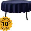 10-Pack Navy Blue Round Tablecloths, 90 Inches, Stain-Resistant Polyester for 4-5 Ft Round Tables - Washable Table Covers for Weddings, Banquets, Birthday Parties, Events