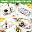 AKOLAFE 10PCS Stainless Steel Serving Tray Set Silver Platters for Serving Food Extra Small Metal Trays Decorative 7" Long Plate Oval Storage Tray Thickened Serving Dishes for Party Buffet Sushi Snack