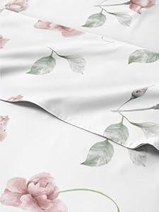 Vintage Floral Rose Bed Sheets - 4 Piece Cal King Set – 1 Flat & 1 Fitted Sheet & 2 Pillowcases w/ Deep Pockets – Soft Wrinkle & Fade Resistant - Breathable & Cooling - Boho Botanical Flower Bed Set