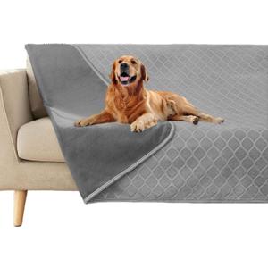 fuguitex Waterproof Dog Blanket Bed Cover Dog Crystal Velvet Moroccan Fuzzy Cozy Plush Pet Blanket Throw Blanket for Couch Sofa(40 * 60 inch, Light Grey+Grey)