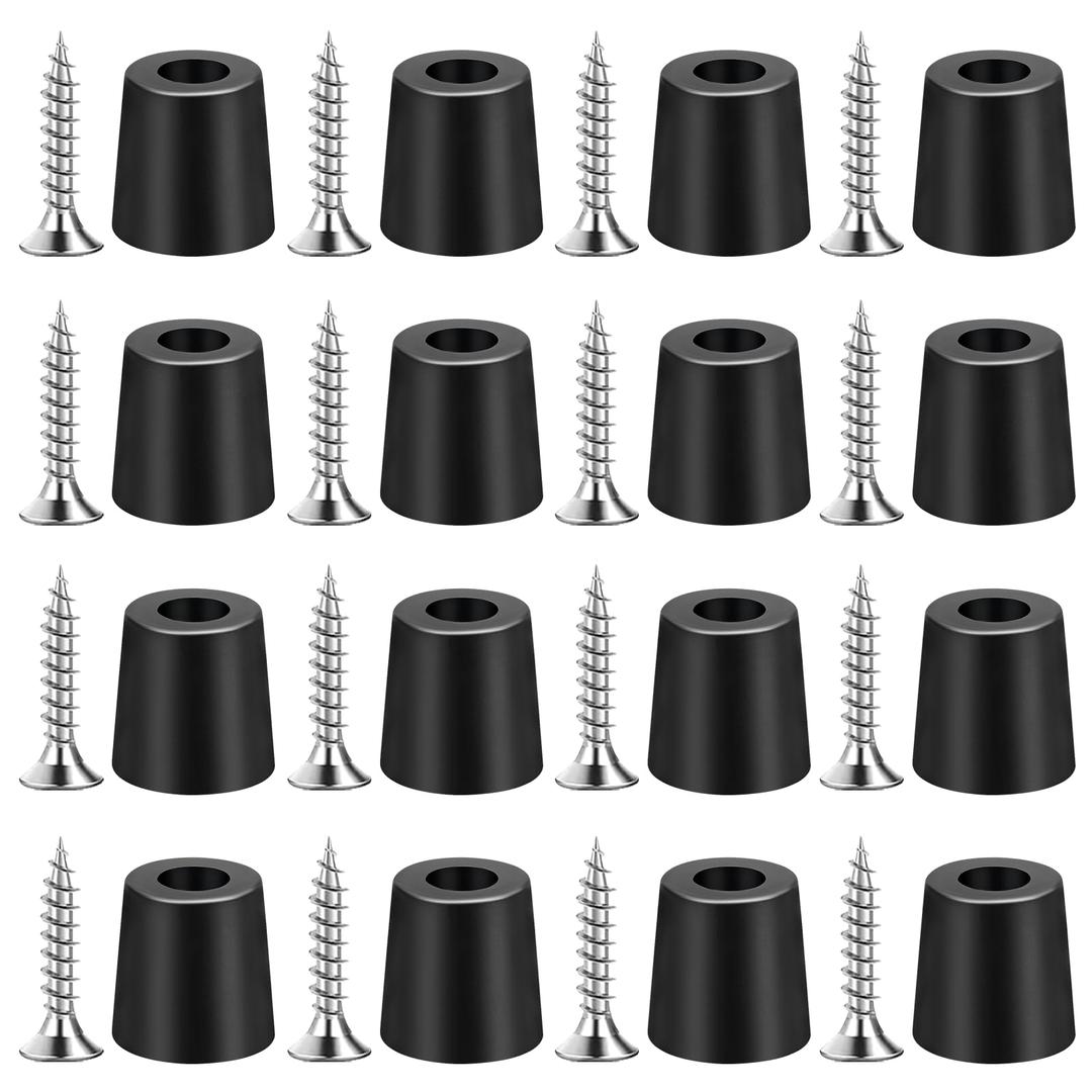 16 Pack Rubber Cutting Board Feet Non Slip Screw On Rubber Feet for Cutting Board with Stainless Screws Small Bumper Pads for Electronics, Furniture, Wood Stool, Table Leg, 3/4" W x 25/32" H