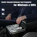 Vehicle Center Console Organizer - Floor-Mounted Lockable Storage with Dual Cup Holders, Fits Minivans, SUVs & Van Middle Seats 10.24 inch Wide