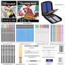 Artownlar 76 Art Set Drawing Supplies - Pro Sketching Kit for Artists Adults Teens Kids - Sketch Book, Coloring Book, Graphite, Charcoal, Watercolor, Metallic Colored Pencils in Gift Case