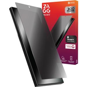 ZAGG Fusion Privacy Anti-Glare Samsung Galaxy S25 Ultra Screen Protector - Flexible Hybrid Polymer, Matte Finish, 2-Way Privacy Filter, Recycled Materials, InvisibleShield, Easy Application
