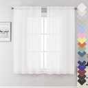 Lecloud White Sheer Curtains 63 Inch Length 2 Panels Set, Elegant Voile White Curtains for Bedroom Living Room, Airy Sheer Drapes for Dinning Room with Rod Pocket, Each Panel 42 X 63 Inch