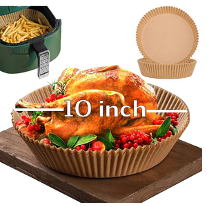 10 Inch Air Fryer Disposable Paper Liner Round, [ XXL Size] 100Pcs Parchment Paper Liners for 7QT Air Fryer, Nonstick, Food Grade Baking