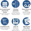 Panasonic Cordless Phone with Advanced Call Block, Link2Cell Bluetooth, One-Ring Scam Alert, and 2-Way Recording, Answering Machine, 5 Handsets - KX-TGF975B (Black/Silver Trim)