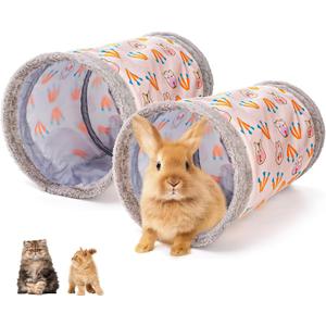 ZENFUN 2 Packs Guinea-Pig Rabbit Tunnel Pet Fun Tunnel, Bunny Tunnel,Tube Pet Hideaway, Bunny Hamster Hideout Small Animal Activity Tunnels Hideaway Accessories for Dwarf Rabbits Kitty