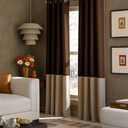 Curtainworks Kendall Color Block Grommet Curtain Panel, 84-Inch, Chocolate (52"W x 84"L (Pack of 1))