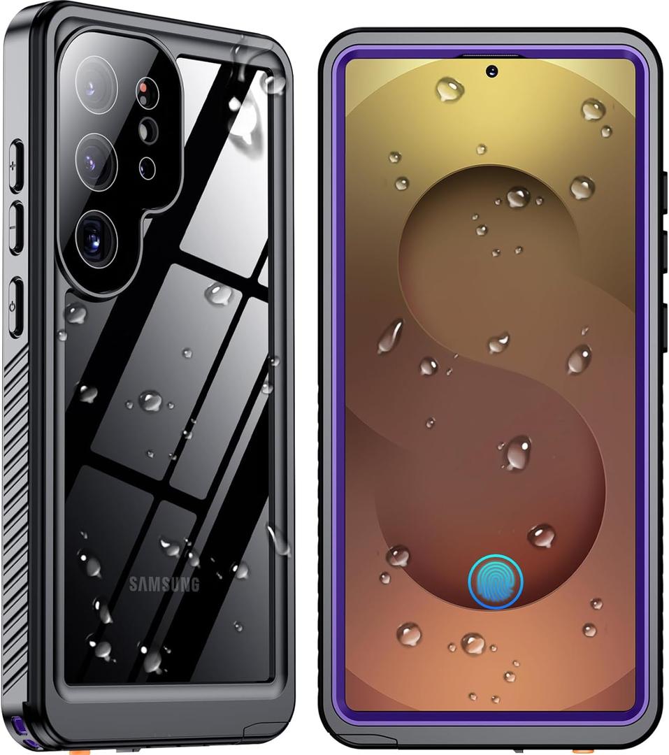 Designed for Samsung Galaxy S25 Ultra Case Waterproof,Built-in Screen & Lens Protector,Full Heavy Duty Protective Phone Case,12FT Drop Shockproof Protection for Galaxy S25 Ultra 6.9,Purple