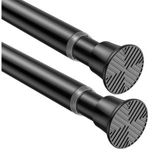 2Pack Black Tension Curtain Rods18 to 36 Inch,Spring Loaded Curtain Rods No Drilling,Small Tension Rod for Windows Door Closet,Pressure Rod