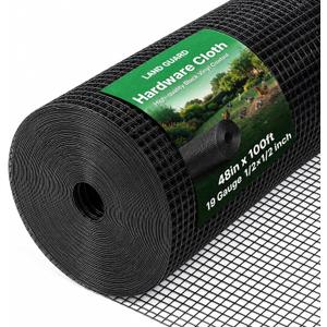 Land guard 48 inch×100 ft Black Vinyl Coated Hardware Cloth, 19 Gauge 1/2 inch Black PVC Hardware Cloth, Welded Wire Fence Supports Poultry Netting Cage Fence…………