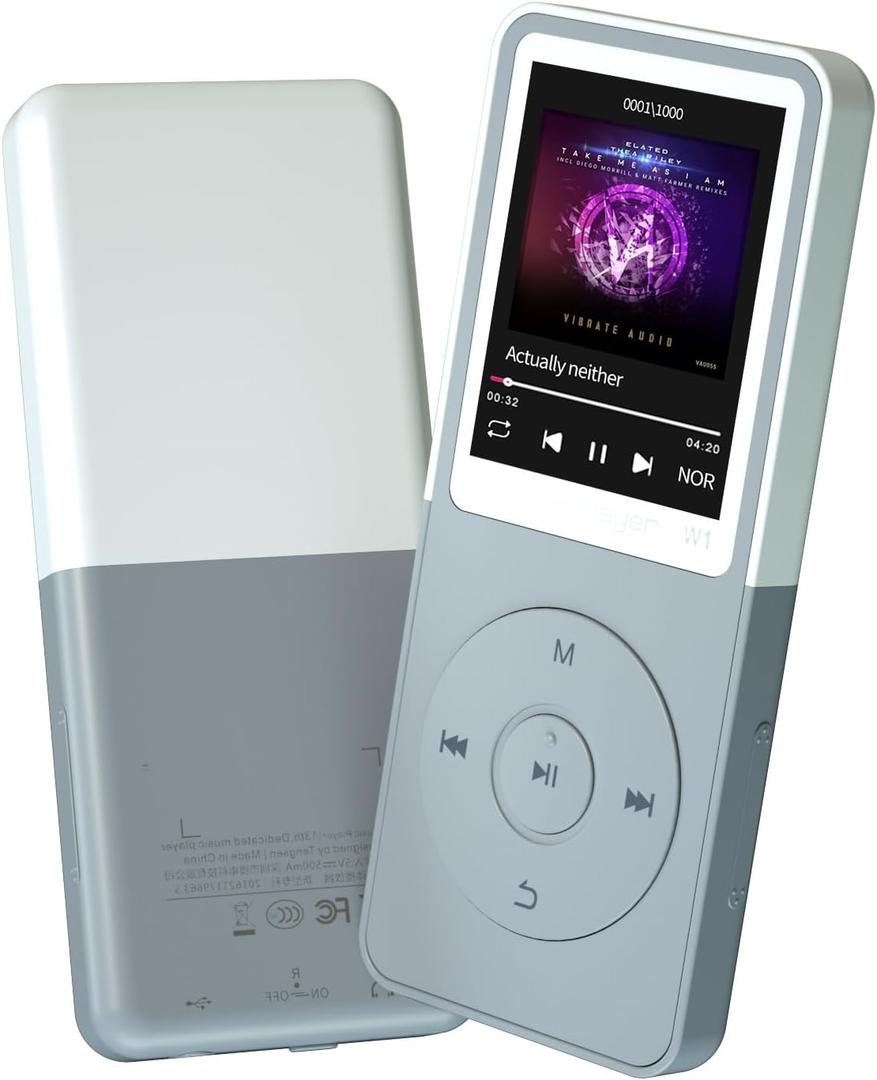 Bluetooth Mp3 Player, Classic Portable Mp3 Players for Kids,HiFi Music Player with Bluetooth,Video Play,FM Radio,Recording,E-Book,Alarm Clock,Mp3 Play up to 50 Hours with SD Card Slot Grey 32GB