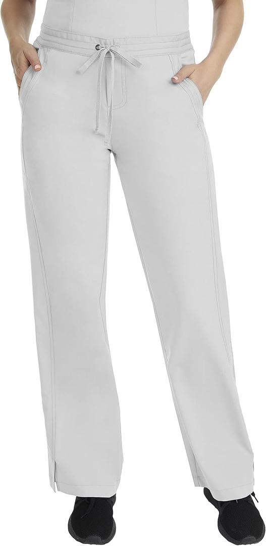 Healing Hands Taylor Women's Pants Mid Rise with 2 Pockets & Back Elastic Waistband 9095 (X-Small Tall, White)