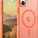SUPFINE Magnetic for iPhone 16 Plus Case (Compatible with MagSafe) (Military Grade Drop Protection) Slim Translucent Matte Shockproof with Anti-Fingerprint Phone Case,Orange