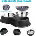 Epetslove Dog Bowls Double Dog Water and Food Bowls Stainless Steel Bowls with Non-Slip Resin Station, Pet Feeder Bowls for Puppy Medium Dogs Cats