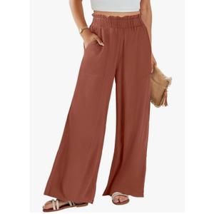 ANRABESS Womens Linen Pants 2025 Summer Casual Loose Wide Leg Palazzo Pants High Waist Flowy Beach Trousers Work Outfits Size L