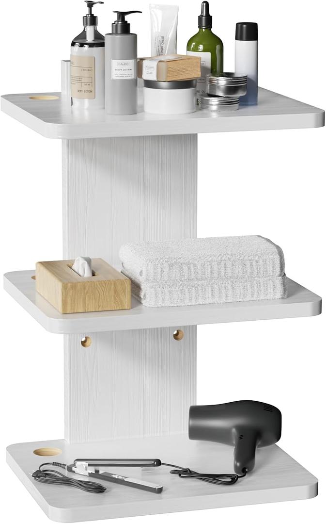 WALI Floating TV Shelf, 3 Tier Projector Shelf for DVD Players, Routers, Game Consoles, Cable Boxes, Living Room Decor Accessories, Wall Mount Shelves Holds Up to 22lbs (CS303NW), 3-Shelf, White