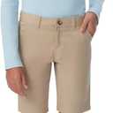 French Toast Women's Teen and Juniors' Stretch Twill Bermuda Shorts (14, Khaki)