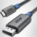 acer USB C to Display Port Cable 6.6 FT (4K@60HZ 2K@165Hz), Type-C to Display Port Cord (Sturdy Aluminum, Plug & Play) Thunderbolt 3/4/5 Compatible with MacBook Pro/Air, iPhone 16 Pro/Max, XPS,Surface
