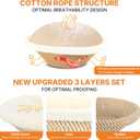 Banneton Bread Proofing Basket Set - 2X Round Sourdough Proofing Baskets - Sourdough Proofing Bowls Bread Baking Supplies With Liner & Cloth Cover - Cotton Rope Banneton Basket for Baking