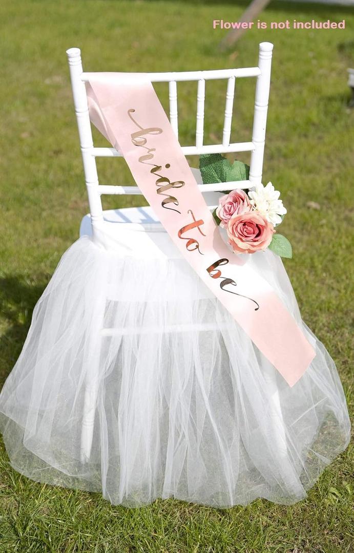 UNIQOOO Chair Tulle Tutu Decoration for Bridal Shower | Birthday Party, Veil Fluffy Look in White Color - Great for Wedding, Baby Shower  Party Accessory Supplies, 20 x 20 - Fit Standard Chair
