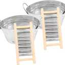 Dollhouse Miniature Wash Tubs and Washboards 2 Sets Miniature Laundry Basin Tiny Water Mini Wash Tub Decor Kitchen Laundry Accessories