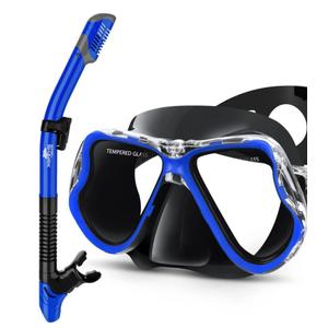 Sand Shark Panoramic Snorkel and Mask Set for Adults - Wide View, Anti-Fog Tempered Glass