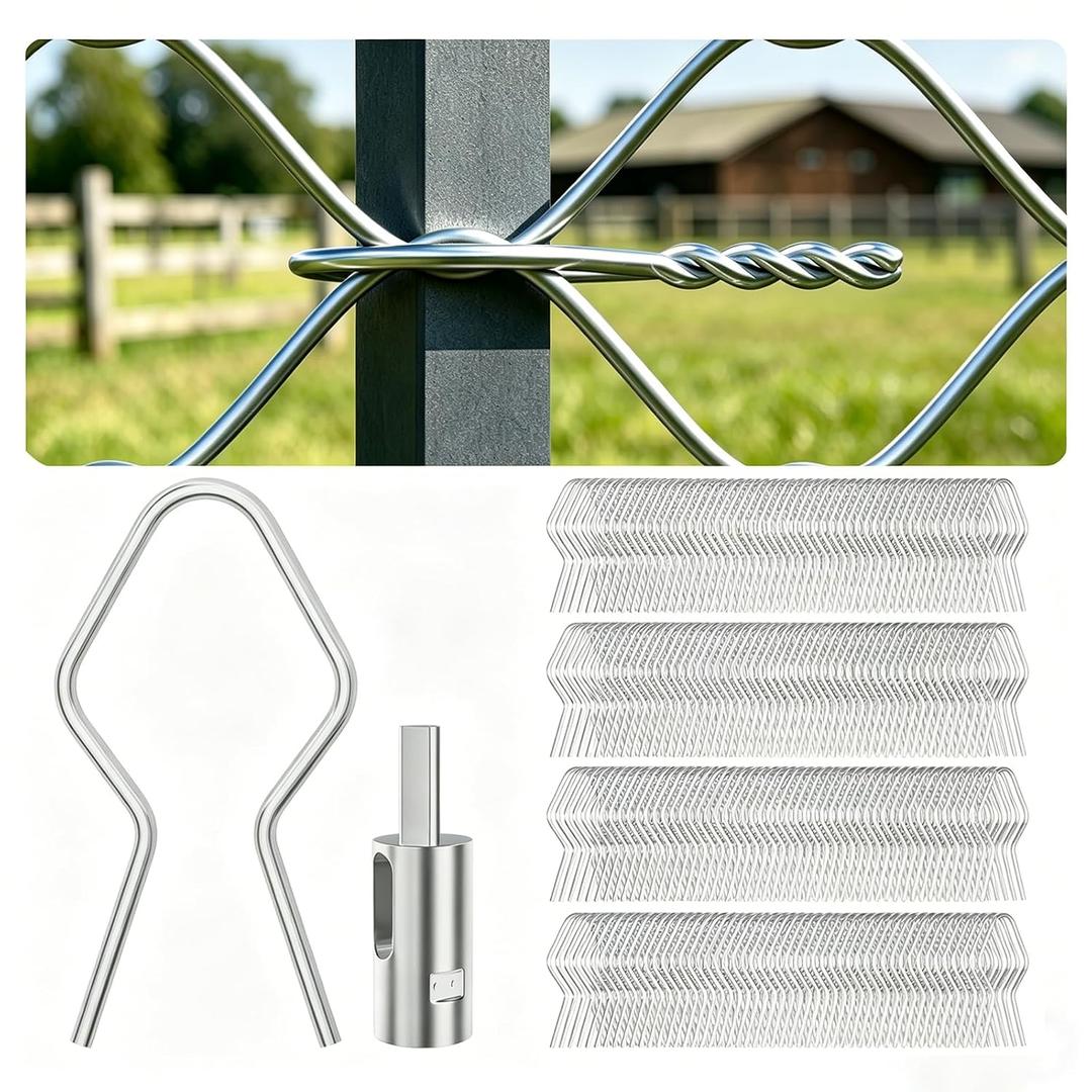 500 Pcs T Post Clips,ez Twist Fence Ties,T-Post Wire Fence Clips 1 Drill Chuck,11 Gauge Fence Ties Convenient Fast Installation Pre-Cut Fence Ties for T-Posts/u-Posts(500)