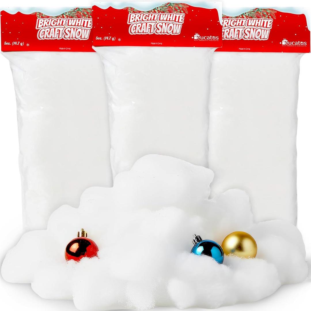 3 Pack Fake Snow Fluff Sheet  45 sqft Fluffy Cotton-Like Christmas Snow for Mantle, Tabletop, Winter Village, Tree Base & Nativity Display Decoration