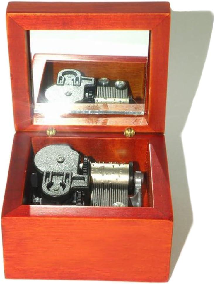 Wind-Up Wooden Music Box with Silver-Plating Movement in,Moon River,Rosewood