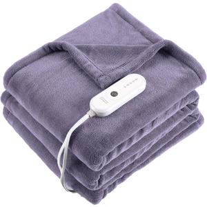 Electric Blanket Twin Size - 62"x84" Heated Blanket with Overheating Protection, Extremely Cozy Soft Fast Heating with 5 Levels & 10 Hours Auto Off, Lavender Purple