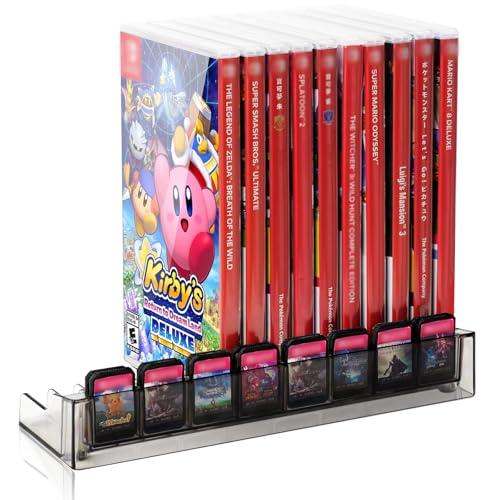 Nargos Switch & Switch 2 Game Cases/Cards Holder for Table, Desk Cabinet Game Storage Organizer Stand (16 Cases, 16 Cards)
