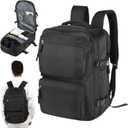 Portable Travel Backpack with USB Charging Port, 17.7 x 12.6 x 7.1 in Black Polyester Water-Proof Smart Laptop Pack with Multi-layer Compartment and 15.6 in Laptop Sleeve for Travel, Trips