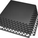 SUPERJARE 0.56'' Thick 6 Pcs 24 Sq Ft Rubber Top Exercise Equipment Mats, High Density EVA Foam Mats with Rubber Top, Interlocking Gym Flooring for Home Gym, Protective Workout Mat, Black