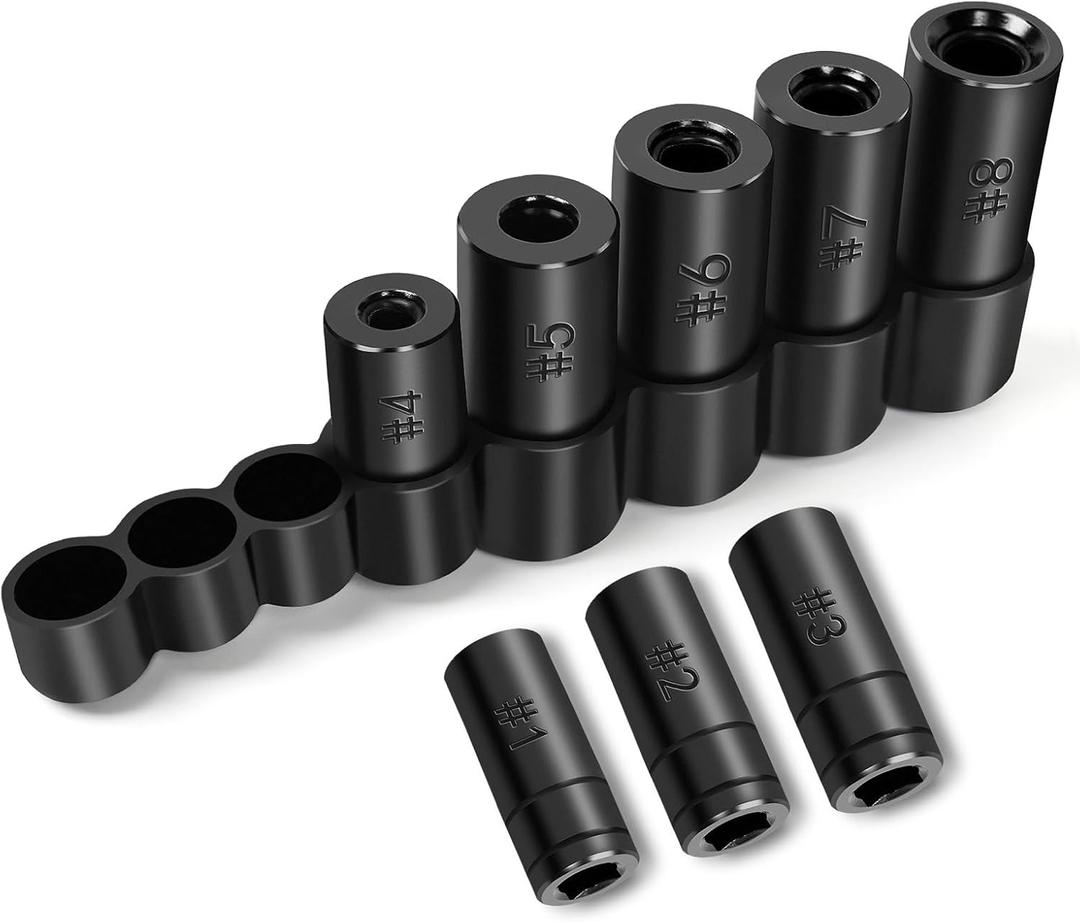 70500 Tap Socket Set, 8-Piece 1/4" & 3/8" Drive Taps Sockets Adapter for Socket Wrench Set Use, Fits All MCTI Taps Thru 1/2 & 1/8" NPT Tap