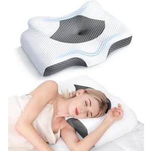 Osteo Cervical Pillow for Neck Pain Relief, Hollow Design Odorless Memory Foam Pillows with Cooling Case, Adjustable Orthopedic Bed Pillow for Sleeping, Support for Side Back Sleepers Queen