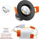 2Inch LED Recessed Ceiling Light, 3W Dimmable LED Downlight, Warm White 3000K, 60 Beam Angle Directional COB Recessed Lights with Driver, 25W Halogen Bulbs Equivalent for Ceiling Lighting, 6Pack
