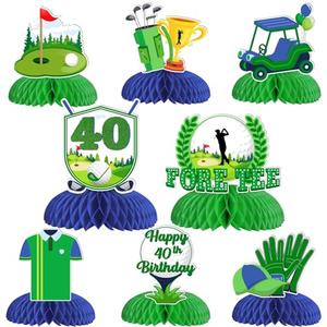 Jollyboom Golf 40th Birthday Decorations for Him, 8Pcs Foretee Golf Birthday Decorations Golf 40th Honeycomb Centerpieces Happy 40th Birthday Table Decoration for Men Golf Sports Theme Birthday Party