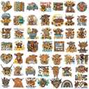 Wavwavw 50 Pcs Summer Sunflower & Highland Cow Iron on Patches Embroidered Patches Applique Western Cow Sew Iron on for Clothes Hats Backpacks Jackets Accessories