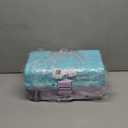 12in 3-Layer Plastic Craft Organizers and Storage, Portable Folding Tackle Box with Handle & Adjustable Dividers, Multipurpose Case for Sewing, Art Supplies, Medicine, Tools (Purple Blue)