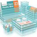 StorMiracle 23 PCS Drawer Organizer Set, 5 Varied Size Bathroom and kitchen Drawer cabinet organizer Trays, Clear Storage Bins for Makeup, Jewelry, Utensils and Gadgets