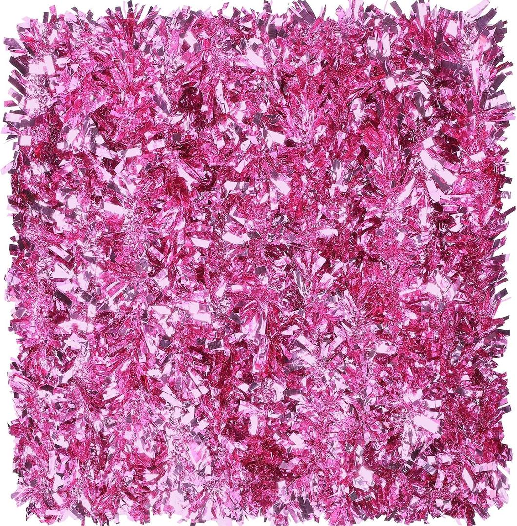 Dingion 59 Feet Christmas Tinsel Garland Metallic Twist Garland Ornaments Hanging Glitter Xmas Garland for Christmas Tree Indoor Outdoor Decoration Party Supplies (Light Pink)