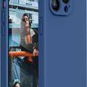 Miracase Designed for iPhone 14 Pro Max Phone Case with Screen Protector,[Upgraded Enhanced Camera Protection],Shockproof Liquid Silicone Case with Microfiber Lining,6.7 inch, Glass Blue