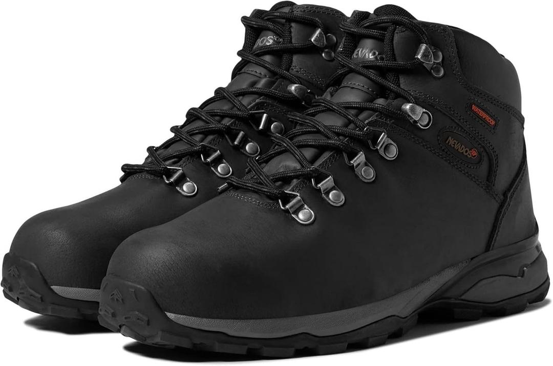 Nevados XP Cuzco Hiking Boots for Men | Waterproof, Multi-Directional Lugs, Classic Buffalo Leather Upper | Rubber Traction Outsole Memory Foam Insole (8, Black)